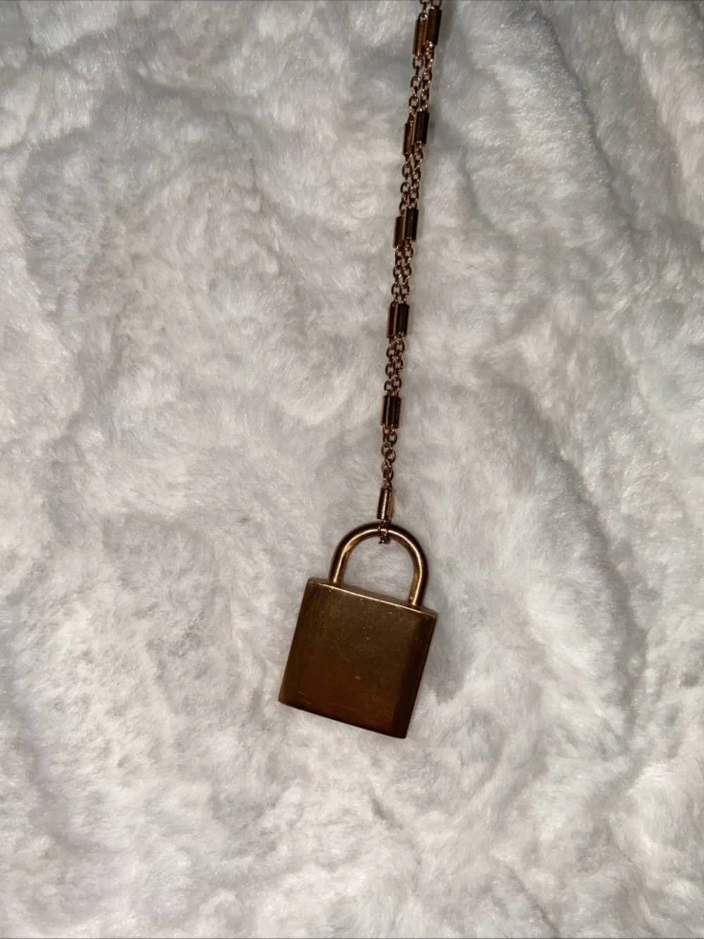 KEEP Collective Lost Boys Lock Pendant Long Necklace Rose‎ Gold Bronze Color